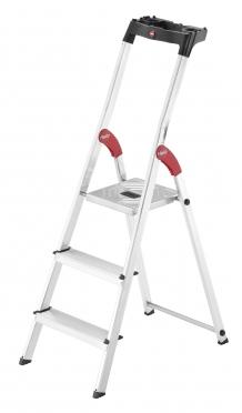 Стремянка алюминиевая Hailo L60 StandartLine, 3 ступени, с лотком для инструментов, арт. 8160-307